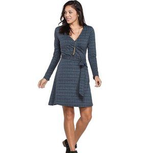 Toad & Co blue navy wrap Cue long sleeve dress small